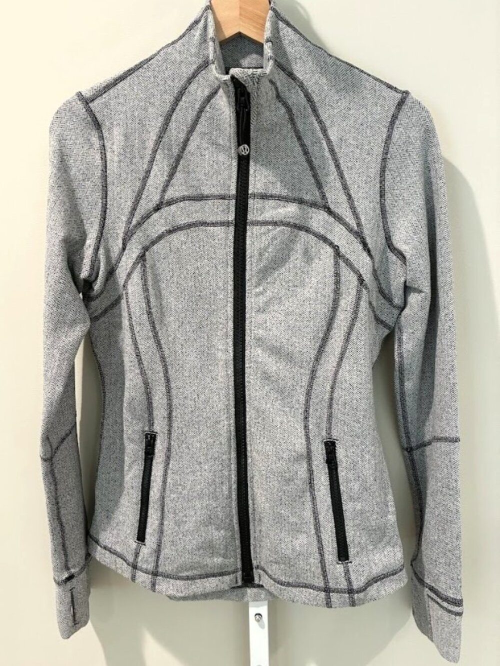 Lululemon Define Jacket Size 10 Heathered Herringbone Black White Full Zip Luon